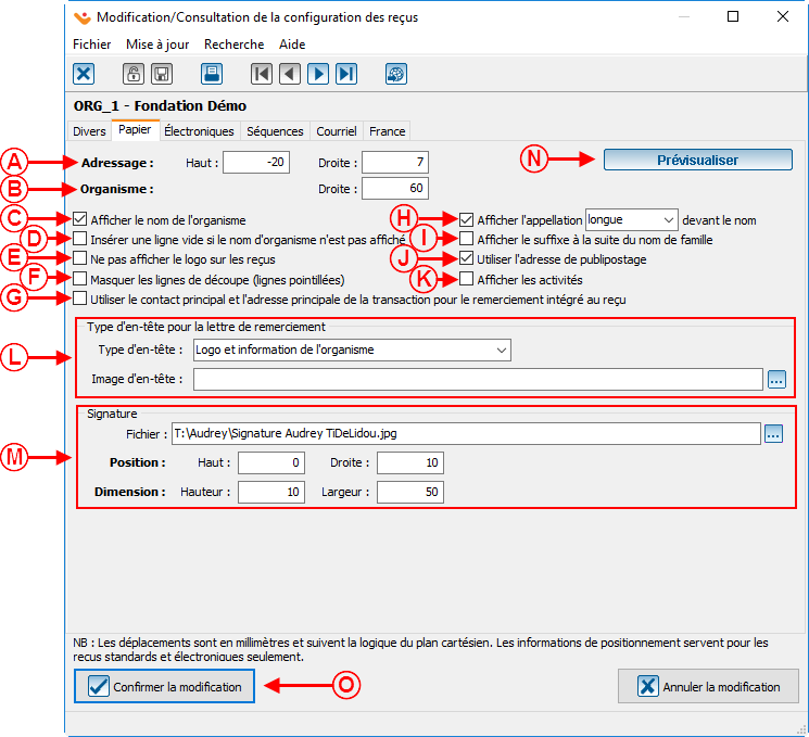 ProDon:Configuration D'un Reçu Standard — Logilys